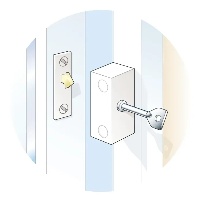 Framed Print : Digital Illustration of automatic casement window lock Framed Print : Digital Illustration of automatic casement window lock