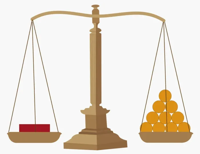 Framed Print : Digital illustration of balanced scales Framed Print : Digital illustration of balanced scales