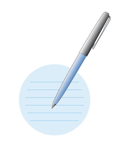 Digital illustration of ballpoint pen on lined paper
