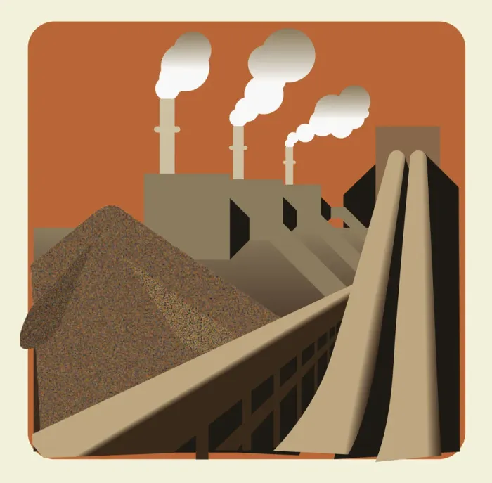 Framed Print : Digital illustration of biomass fuel production at power station