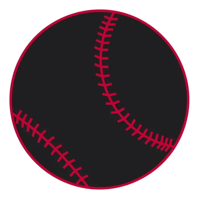Framed Print : Digital illustration of black baseball showing red stitching Framed Print : Digital illustration of black baseball showing red stitching