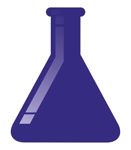 Digital illustration of blue chemistry flask