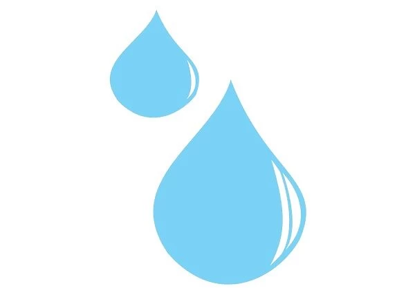 Digital illustration of two blue raindrops