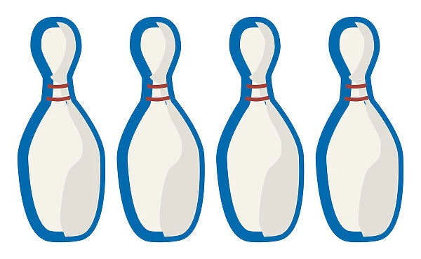 Digital illustration of four bowling pins