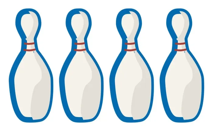 Framed Print : Digital illustration of four bowling pins Framed Print : Digital illustration of four bowling pins