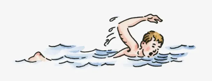 Framed Print : Digital illustration of boy swimming front crawl in sea Framed Print : Digital illustration of boy swimming front crawl in sea