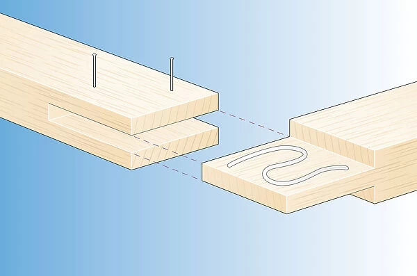 Digital Illustration of bridle joint in wood