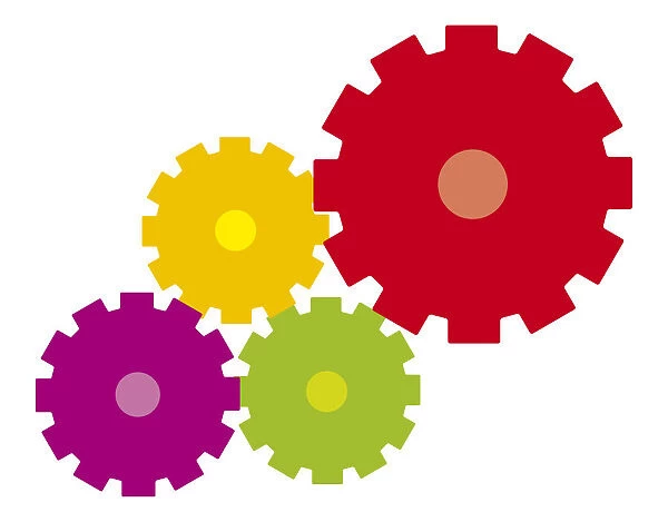 Digital illustration of colourful cogs