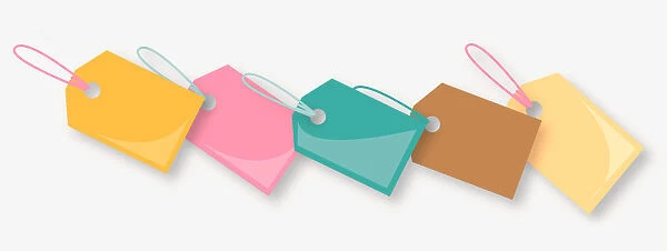 Digital illustration of colourful price tags