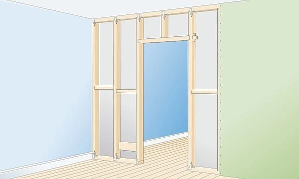 Digital illustration construction frame for partition wall