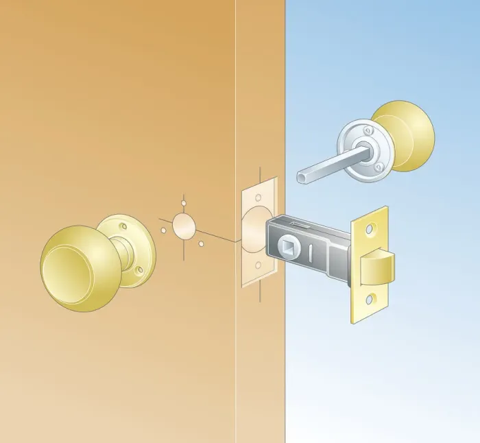 Framed Print : Digital Illustration of door handle and latch set Framed Print : Digital Illustration of door handle and latch set