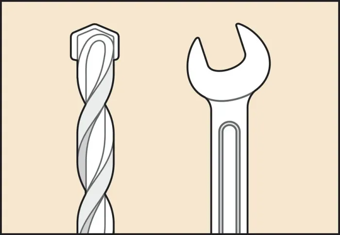 Framed Print : Digital illustration drill bit and spanner Framed Print : Digital illustration drill bit and spanner