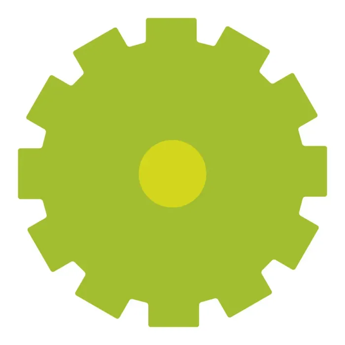 Framed Print : Digital illustration of green cog