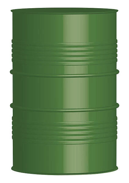 Digital illustration of green oil drum