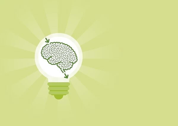 Digital illustration of human brain inside lightbulb