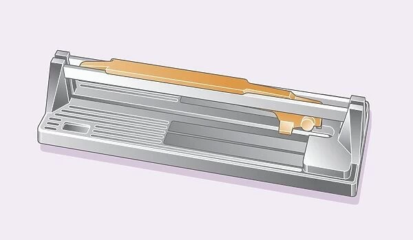 Digital illustration of lever-operated tile cutter
