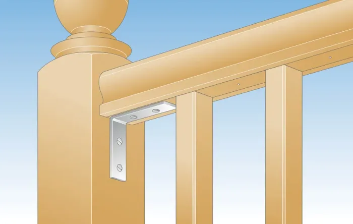 Framed Print : Digital illustration loose handrail secured to newel post with metal bracket Framed Print : Digital illustration loose handrail secured to newel post with metal bracket