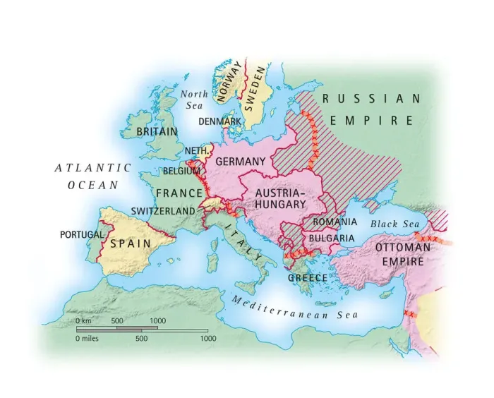 Framed Print : Digital illustration of map of Europe during World War I Framed Print : Digital illustration of map of Europe during World War I