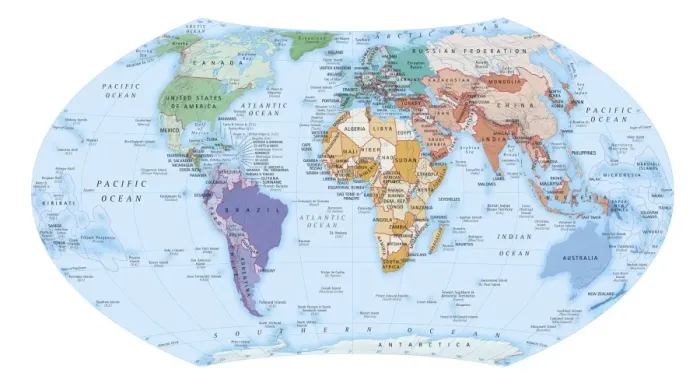 Framed Print : Digital illustration of map showing world population areas Framed Print : Digital illustration of map showing world population areas