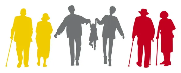 Framed Print : Digital illustration of multi-generation family shown in silhouette Framed Print : Digital illustration of multi-generation family shown in silhouette