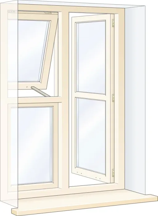 Framed Print : Digital Illustration of open casement window Framed Print : Digital Illustration of open casement window