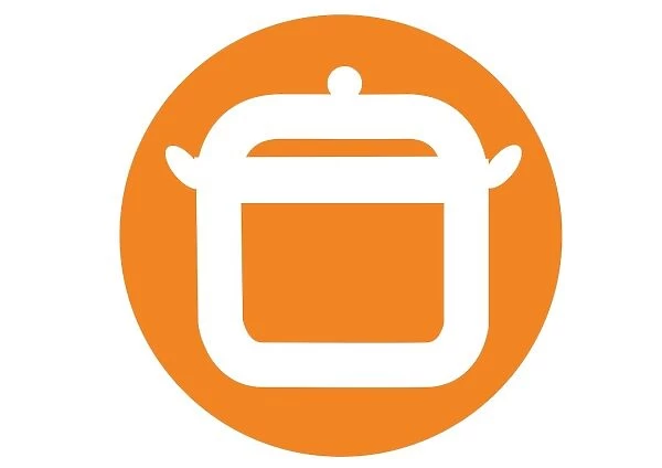 Digital illustration of pan in orange circle