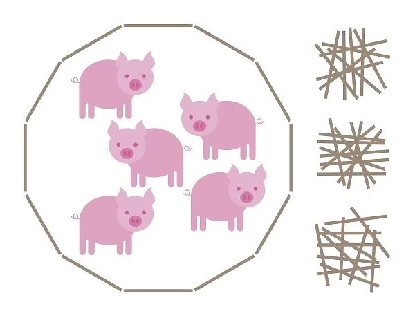 Digital illustration of pig and stick IQ game