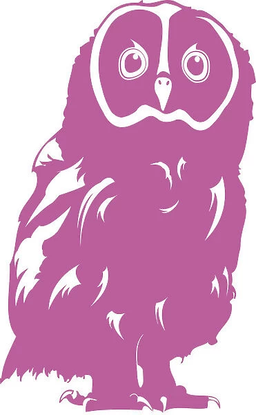 Digital illustration of pink owl on white background