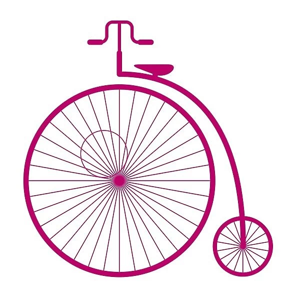 Digital illustration of pink penny farthing bicycle