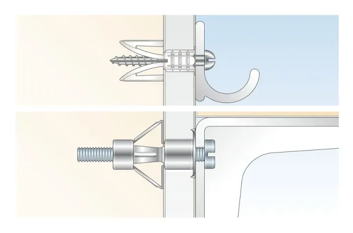 Framed Print : Digital Illustration of plastic and metal cavity fixings inserted in wall Framed Print : Digital Illustration of plastic and metal cavity fixings inserted in wall