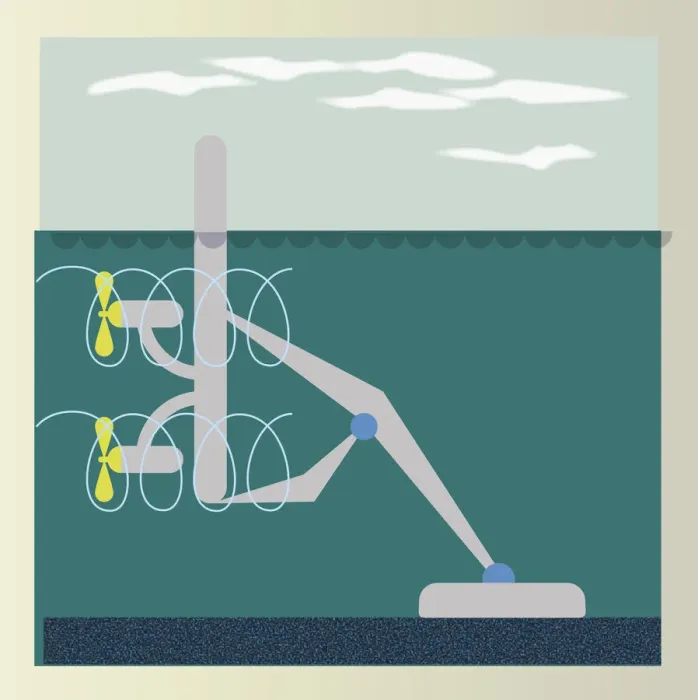 Framed Print : Digital illustration of power production using tide and wave Framed Print : Digital illustration of power production using tide and wave
