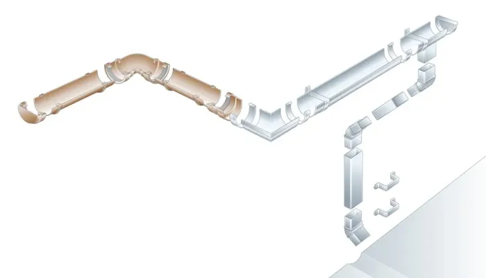 Framed Print : Digital illustration of rainwater guttering system Framed Print : Digital illustration of rainwater guttering system