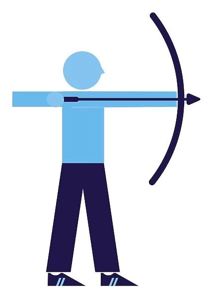 Digital illustration representing archer aiming bow and arrow