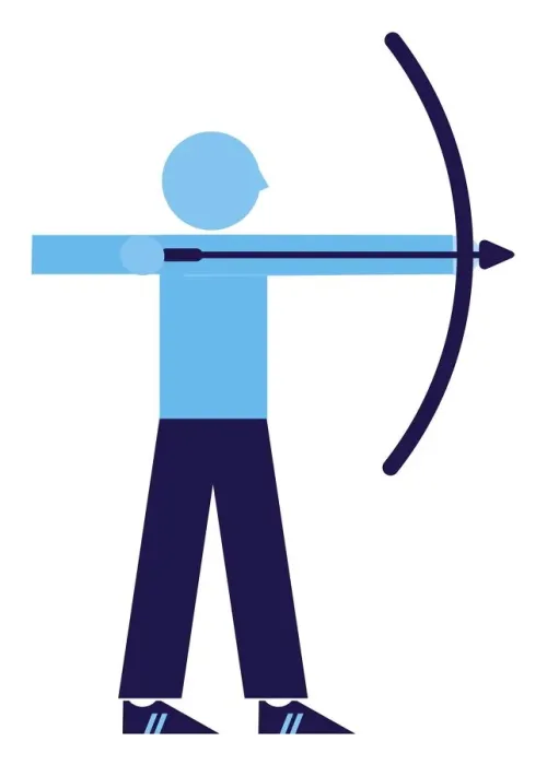 Framed Print : Digital illustration representing archer aiming bow and arrow