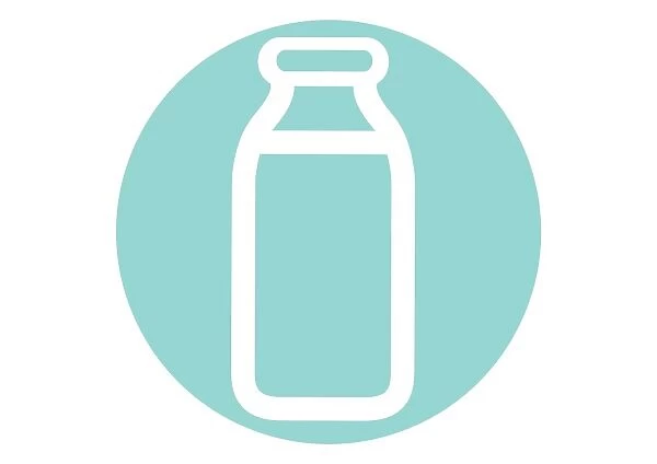 Digital illustration representing bottle in blue circle