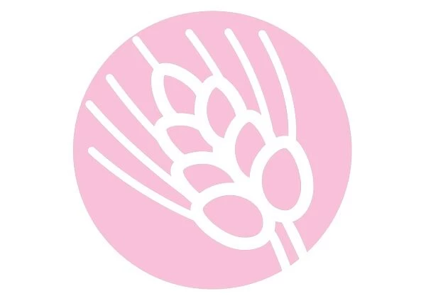 Digital illustration representing ear of wheat in pink circle