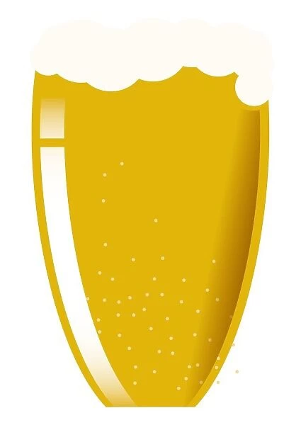 Digital illustration representing frothy cold beer in beer glass