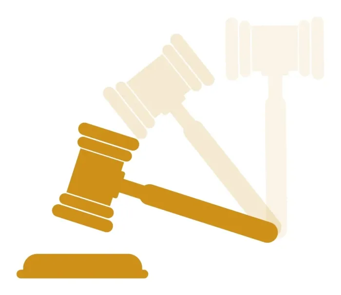Framed Print : Digital illustration representing gavel in motion