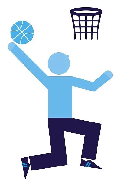 Digital illustration representing man playing basketball