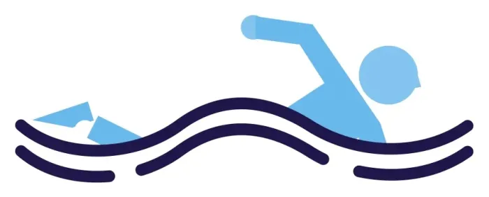 Framed Print : Digital illustration representing man swimming front crawl through waves Framed Print : Digital illustration representing man swimming front crawl through waves