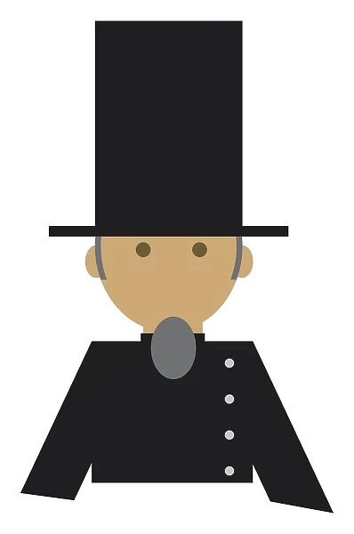 Digital illustration representing man wearing stovepipe, or top hat