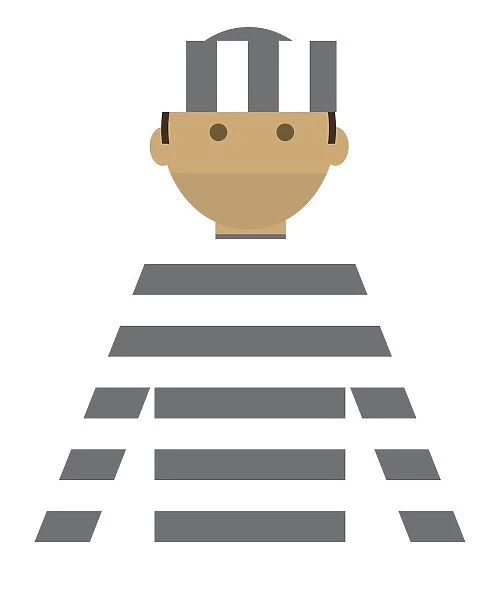 Digital illustration representing prisoner wearing striped uniform