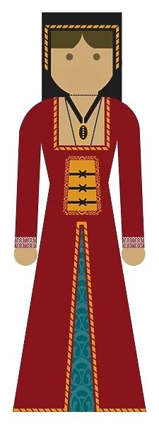 Digital illustration representing queen wearing period costume