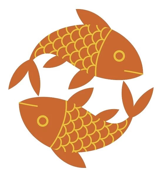 Digital illustration representing two scaly goldfish