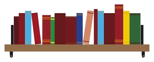 Digital illustration of row of books on bookshelf