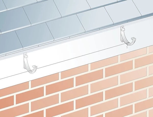 Digital Illustration showing brackets on roof gutter