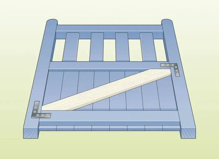 Framed Print : Digital Illustration showing diagonal brace on wooden gate, with joints reinforced by L-shaped brackets Framed Print : Digital Illustration showing diagonal brace on wooden gate, with joints reinforced by L-shaped brackets