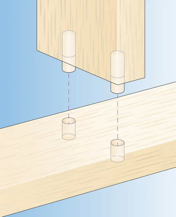 Framed Print : Digital Illustration showing how to join two pieces of wood using dowel joints Framed Print : Digital Illustration showing how to join two pieces of wood using dowel joints