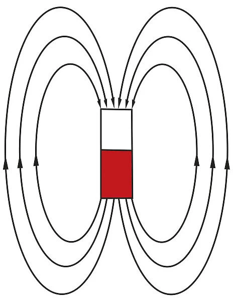Digital illustration showing the magnetic field of magnet
