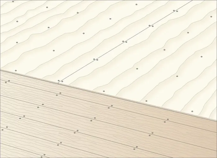 Framed Print : Digital illustration showing plywood sheets nailed on top of boarded floor Framed Print : Digital illustration showing plywood sheets nailed on top of boarded floor